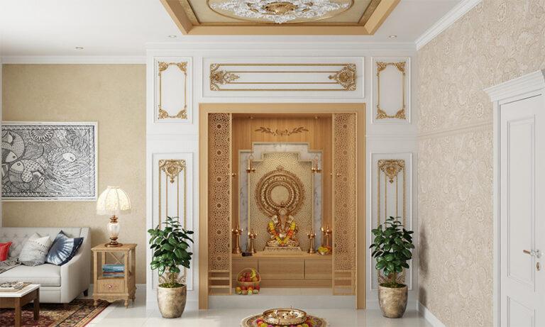 Modern Corian Mandir Design