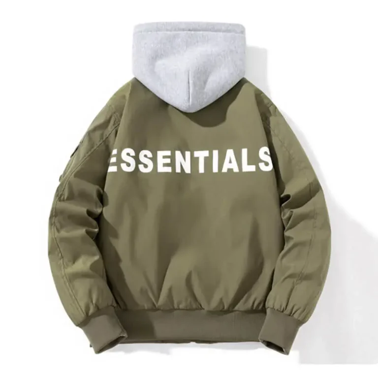 Baseball Mens Green Hoodie Essentials Jacket