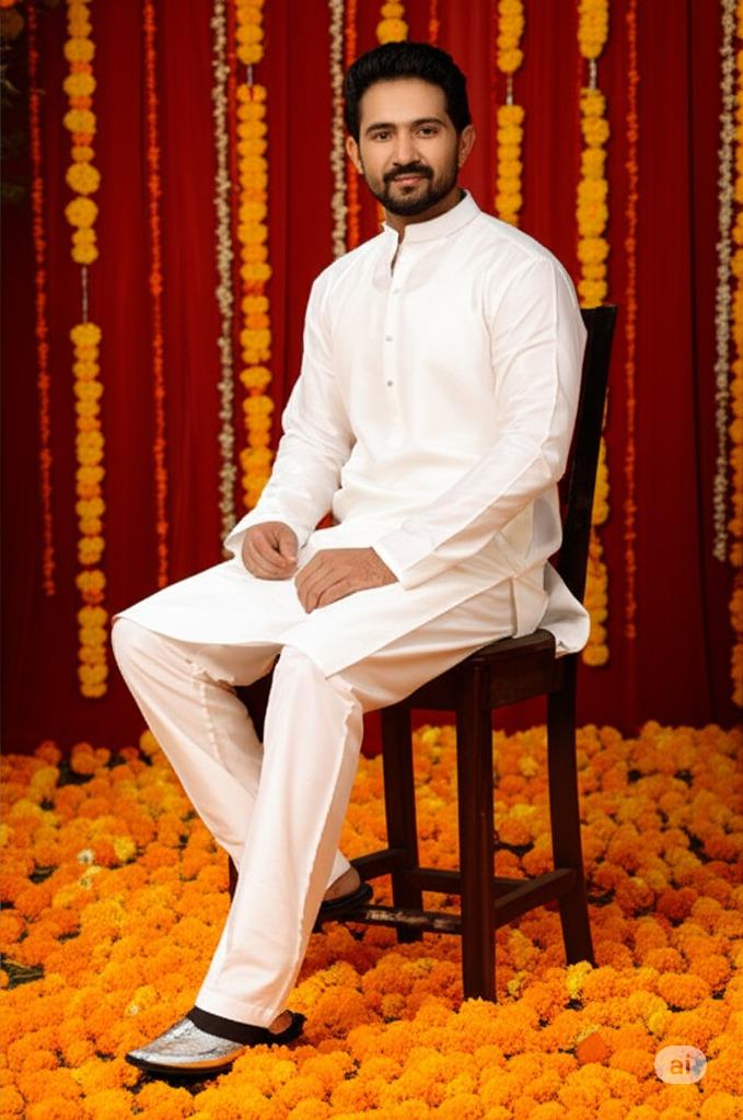 Generated Image May 18 2025 9 29PM How to Style Men’s White Kurta for Wedding – Ultimate Guide with Hinz.pk Premium Wash-n-Wear Cotton Kurta Pajamas